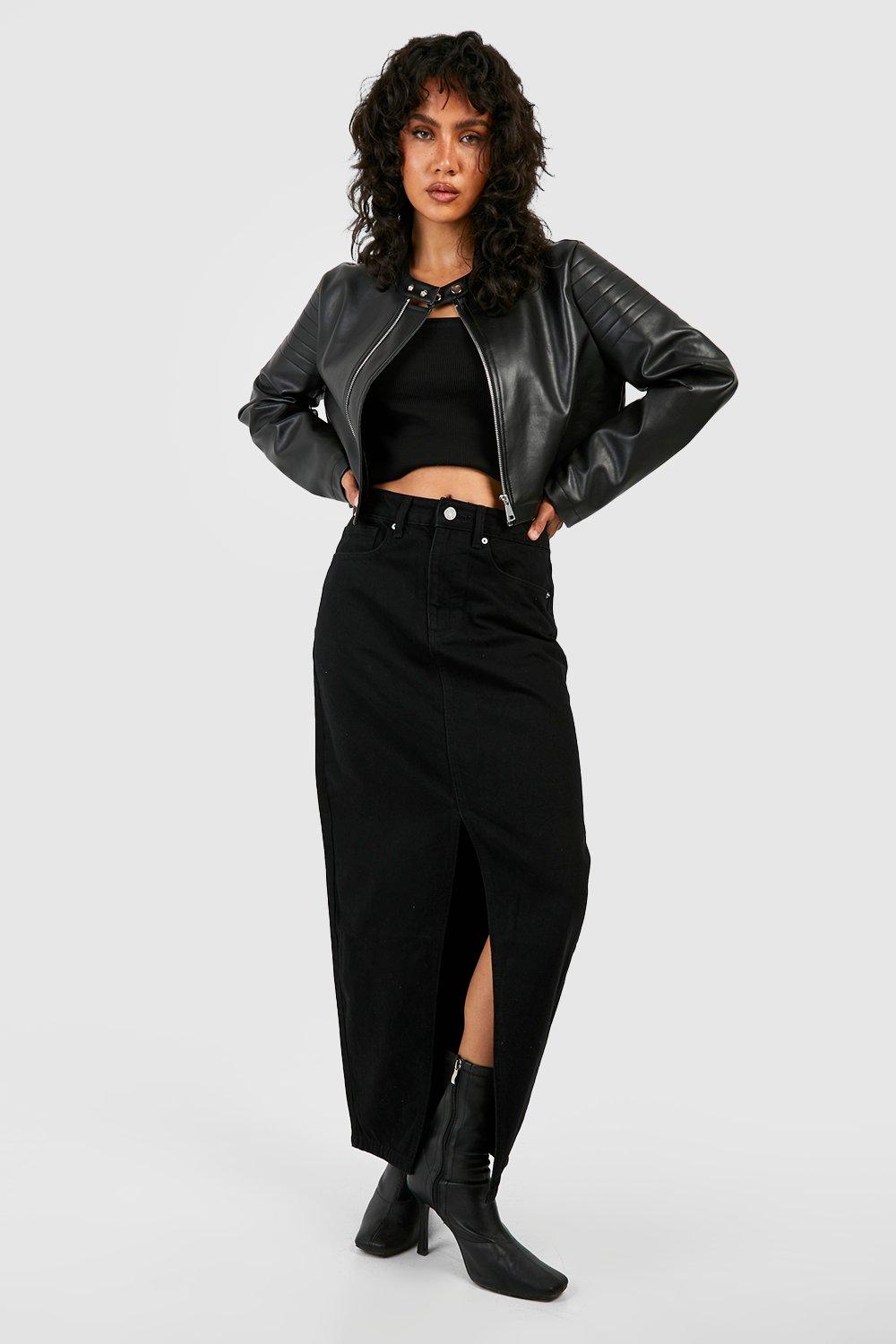 Black denim outlet skirt boohoo